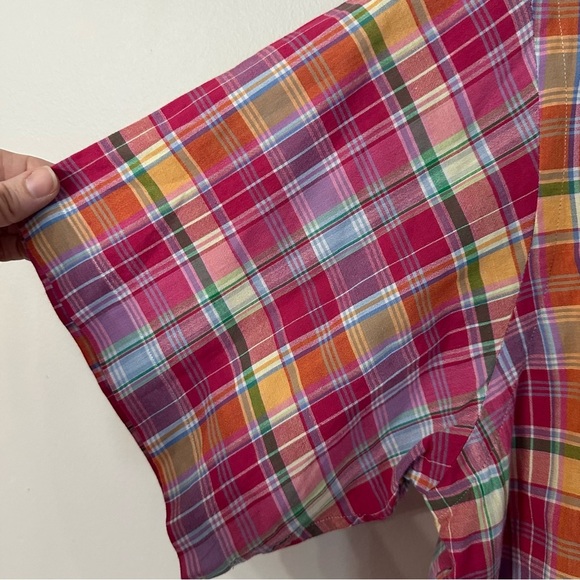 Cremieux Classics Men’s Short Sleeve Pink & Orange Plaid Button Up Sz XL GUC - Picture 4 of 8